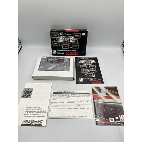 Williams Arcade's Greatet Hits SNES Super Nintendo Complete CIB Authentic Poster - Picture 1 of 16